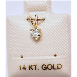 14K GOLD CUBIC ZIRCONIA HEART-SHAPED PENDANT