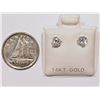 Image 2 : 14KT GOLD CUBIC ZIRCONIA EARRINGS