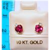 Image 2 : 10K GOLD CREATED RUBY HEART-SHAPED EARRINGS