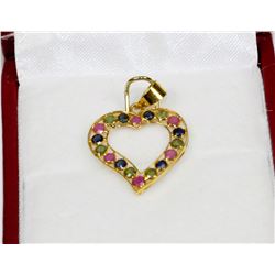 #47-18K GOLD SAPPHIRE & RUBY HEART PENDANT