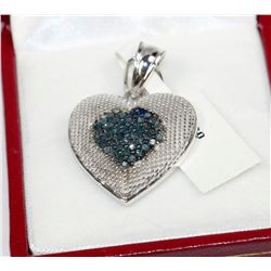 #29-STERLING SILVER BLUE DIAMOND HEART-SHAPE