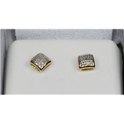 STERLING SILVER GOLD PLATED DIAMOND EARRINGS