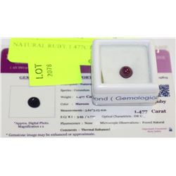 NATURAL RUBY 1.477CT WITH COA