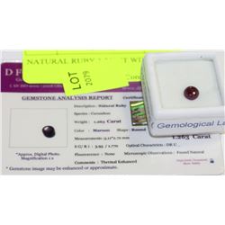 NATURAL RUBY 1.263CT WITH COA