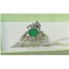 Image 1 : .925 SILVER NATURAL EMERALD & CZ RING SIZE 5