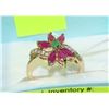 Image 1 : GOLD PLATED .925 SILVER NATURAL EMERALD & RUBY