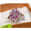 Image 1 : .925 SILVER NATURAL RUBY & CZ RING - SIZE 9
