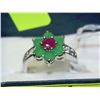 Image 1 : .925 SILVER NATURAL EMERALD & RUBY RING - SIZE 7.5