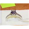 Image 1 : .925 SILVER NATURAL AMETHYST & CZ RING - SIZE 7