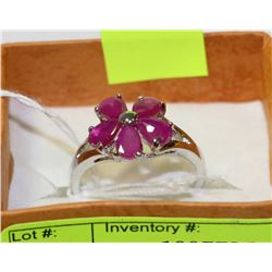 .925 SILVER NATURAL RUBY RING - SIZE 9