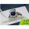Image 1 : .925 SILVER NATURAL SAPPHIRE & CZ RING - SIZE 6