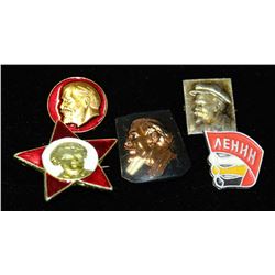 COLLECTION OF 5 COMMUNIST RUSSIAN LENIN PINS