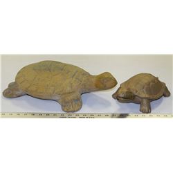 CAST IRON TURTLE DISH & CERAMIC LARGE TURTLE