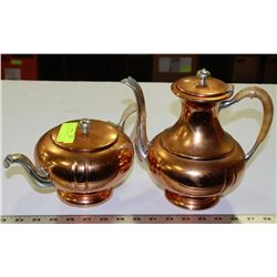 SET OF FLEMISH COPPER TEA POTS