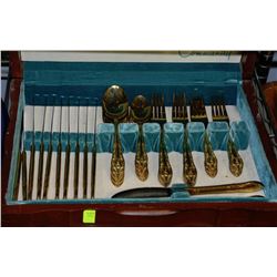 58PC STAINLESS STEEL GOLD COLOR CUTLERY IN BOX