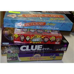 LOT OF 4-NEW BOARD GAMES INCLUDING CLUE,FAMILY
