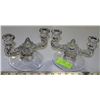 Image 1 : PAIR OF ENGRAVED GLASS CANDLE HOLDERS