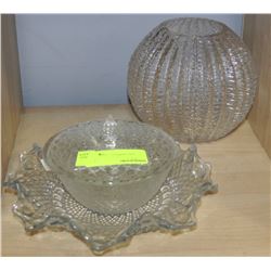 GLASS DISH AND VASE