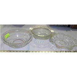 LOT OF 3 GLASS DISHES