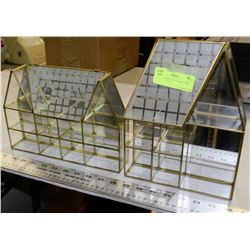 SET OF BRASS AND GLASS CURIO DISPLAY CASES