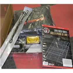 BOX WITH TRUCKLITE FOG LITES,BARBEQUE GRATE,ANTENNA