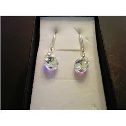 HAND SET CLEAR OVAL SWAROVSKI CRYSTAL EARRINGS