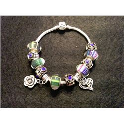 PANDORA STYLE BRACELET WITH MURANO GLASS