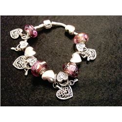 PANDORA STYLE BRACELET WITH MURANO GLASS