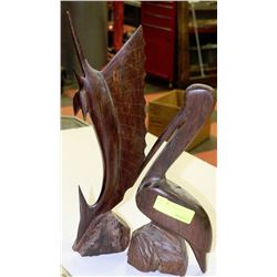 2 WOODEN CARVED ORNAMENTS