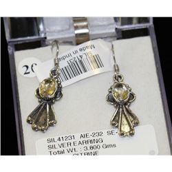 STERLING SILVER CITRINE EARRINGS - 3.8 GRAMS