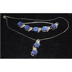 ROYAL BLUE NECKLACE & BRACELET IN HEART GIFT BOX