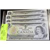 Image 1 : 1973 $1CANADIAN UNC CONSECUTIVE X4