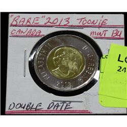 RARE 2013 TOONIE ERROR COIN DOUBLE DATE