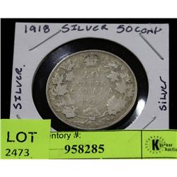 1918 SILVER CANADIAN 50 CENT KEY DATE