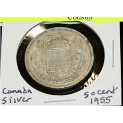 1955 SILVER CANADIAN 50 CENT