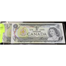 PAIR OF 1973 UNCIRCULATED 1 DOLLAR NOTES