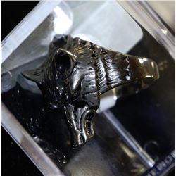 STAINLESS STEEL WOLF RING - SIZE 11