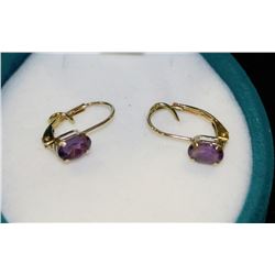 10K YELLOW GOLD AMETHYST EARRINGS WITH COA