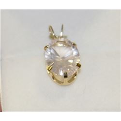 14K YELLOW GOLD ROSE QUARTZ PENDANT WITH COA