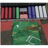 Image 1 : LOT WITH POKER CHIPS AND POCKER CHIP TABLE COVER