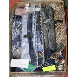 FLAT OF DESIGNER TIES (20) AND TIE RACK