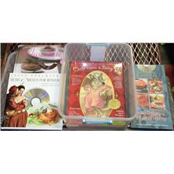 TOTE WITH BOOKS INCLUDING MUSIC AND MENUS FOR