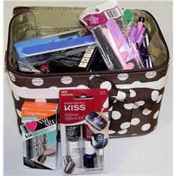 BROWN & WHITE POKADOT CASE FULL OF NAIL