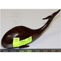 SOLID WOOD HAND CARVED WHALE