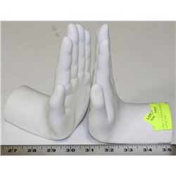 PAIR OF WHITE STOPHAND BOOKENDS