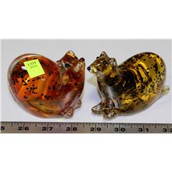 PAIR OF ART GLASS ANIMALS
