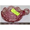 Image 1 : BEAUTIFULLY CUT PINK CRYSTAL HANDLED DISH