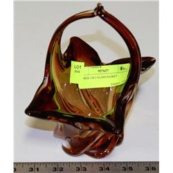 AMBER ART GLASS BASKET