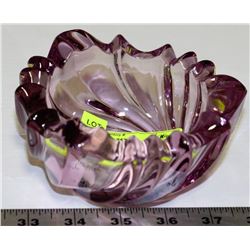 PURPLE ART GLASS ASHTRAY