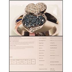 #2-STERLING SILVER RING WITH 2-HEARTS SET WITH